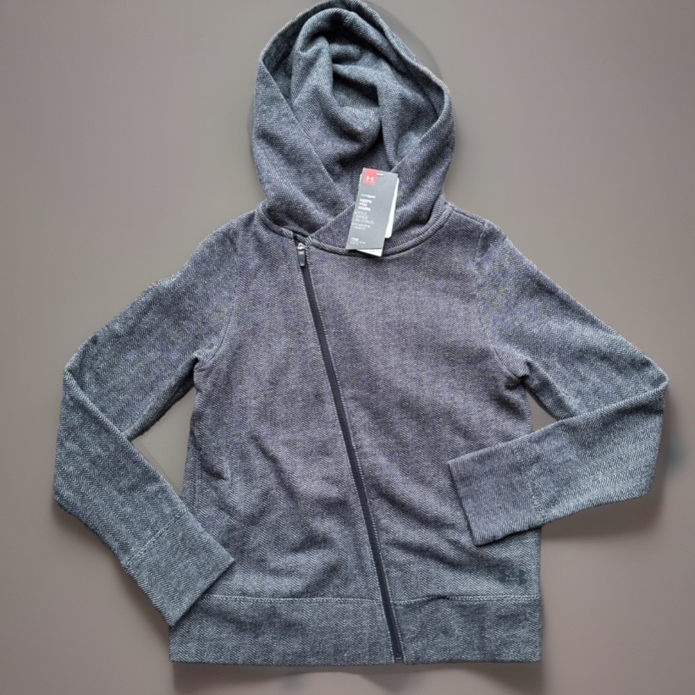 New Under Armour girls, black white houndstooth hoodie new youth large 14
